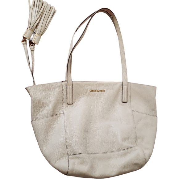 Michael Kors Leather Cream/White Large Tote Bag - Picture 1 of 16